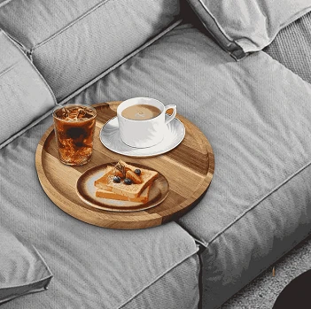 Natural Solid Wood Round Sofa Tray price